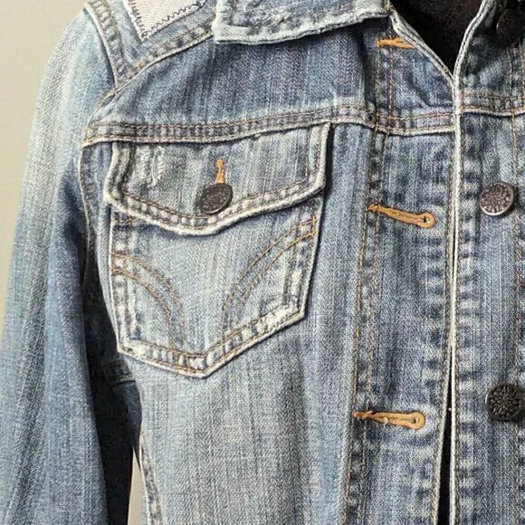 Jean Denim Jacket Size M Distressed Crop - Picture 4 of 8